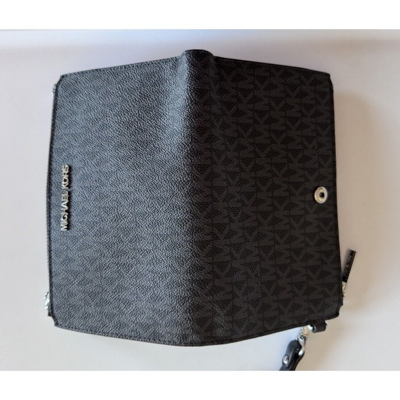 Michael Kors Jet Set Travel Double Zip Wristlet Wallet MK Logo Signature Black - Picture 12 of 15